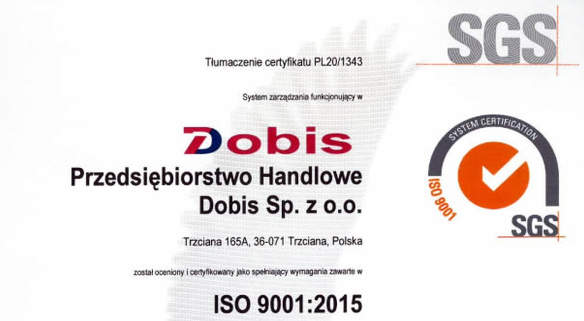 Certyfikat ISO 9001:2015
